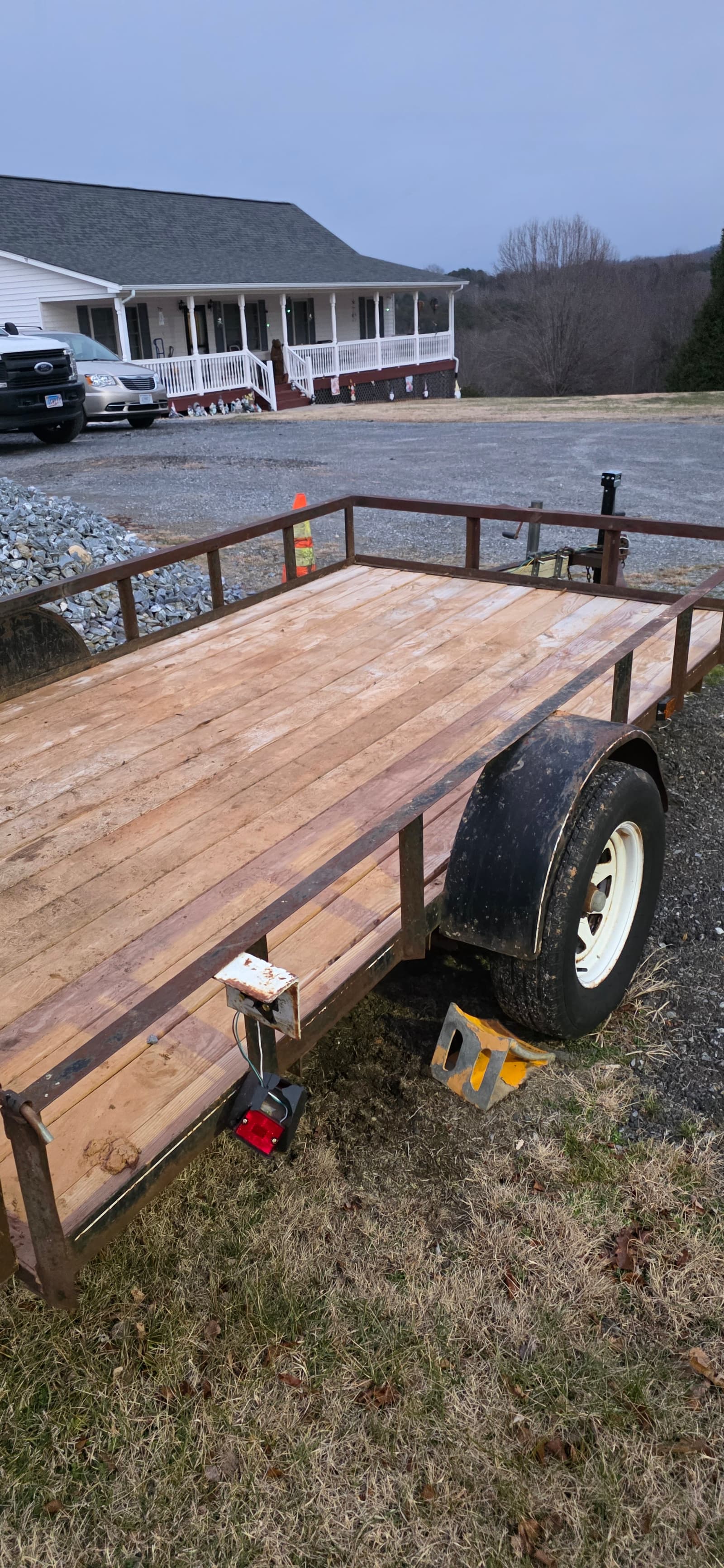 Utility trailer ramp gate close up