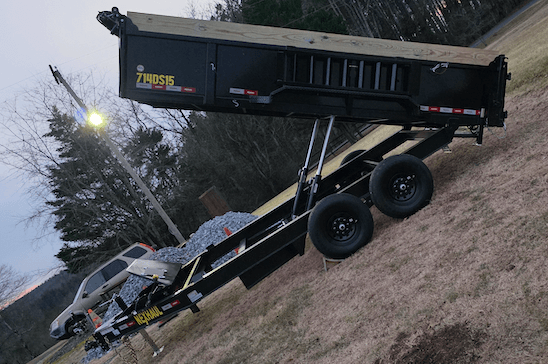Dump trailer side view with tarp